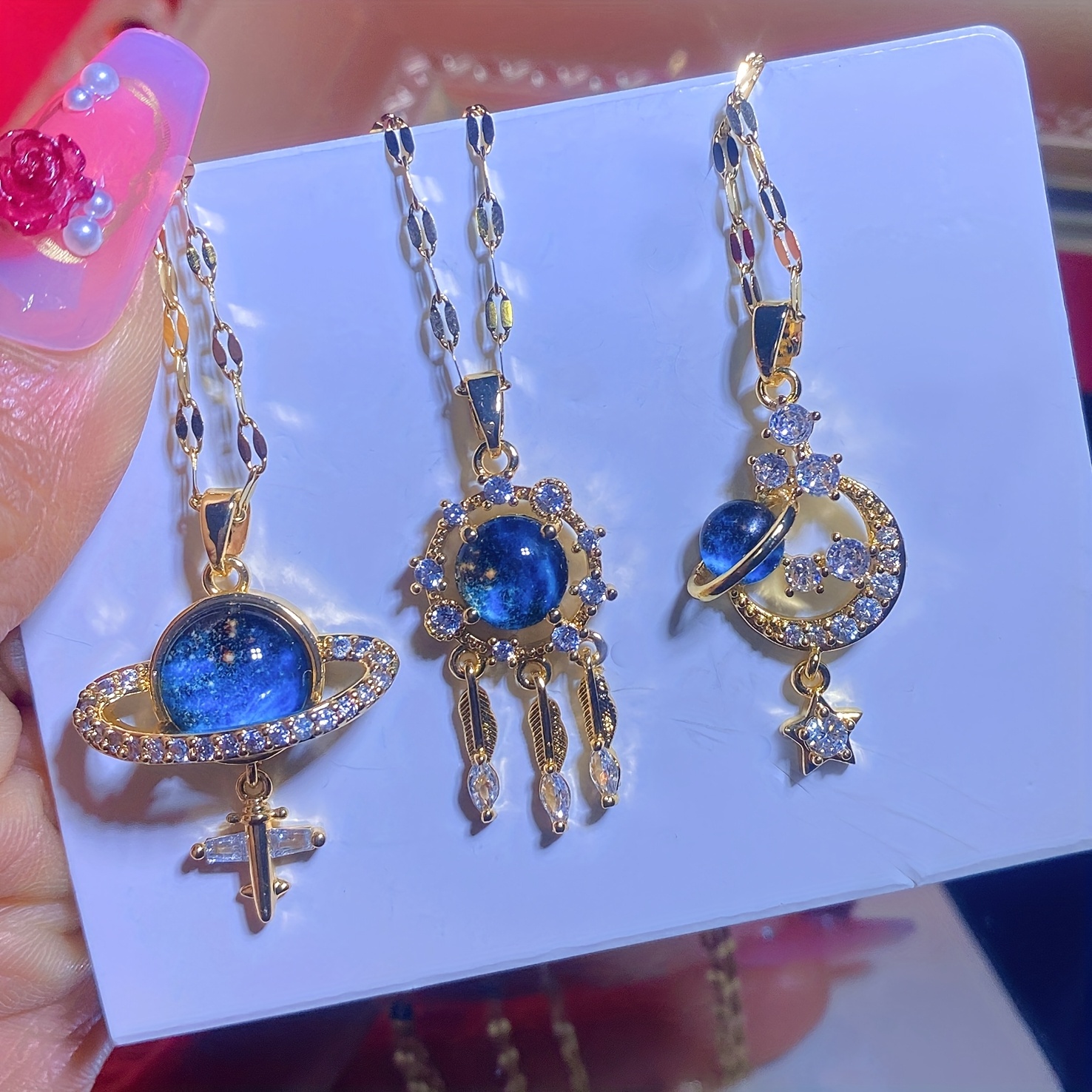 3pcs Set of Star Themed Necklaces, Classic Versatile Pendants